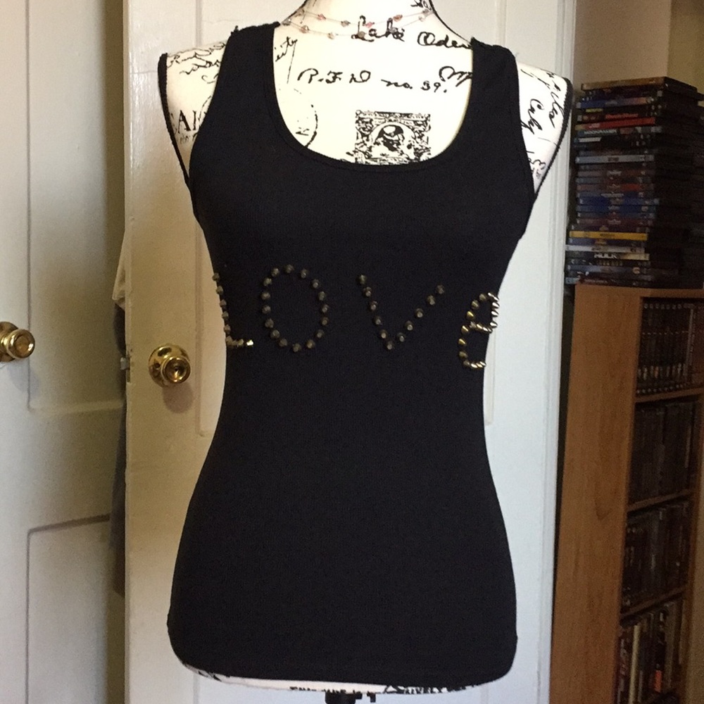EUC Erow studded ribbed black tank top